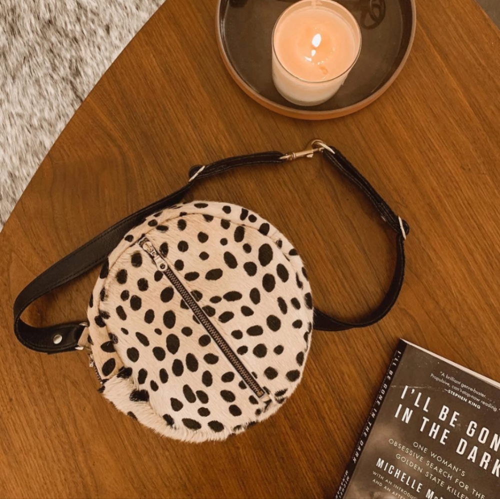 Neva Opet Leopard Print Round Crossbody Bag